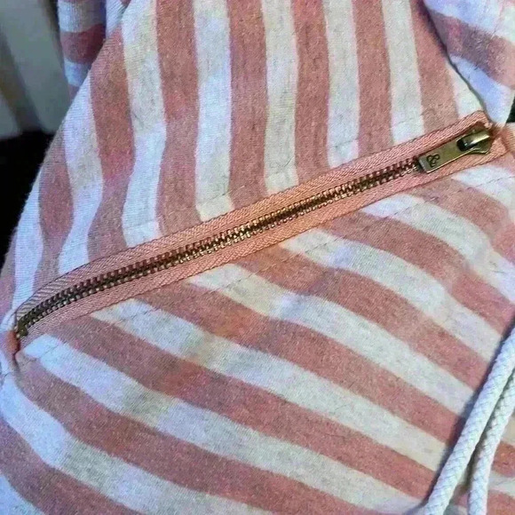 Ampersand Ave Hoodie Pullover Double Hood Pink Cream and Gray Size M - Picture 15 of 16